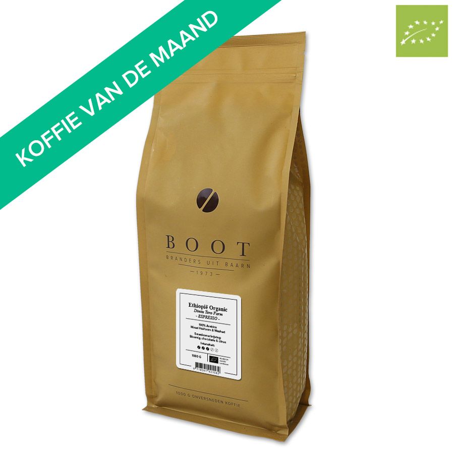 Boot Ethiopië Organic Espresso, 1000 gr.