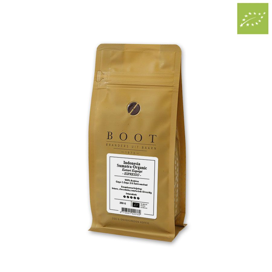 Boot Indonesia Sumatra  Ketiara Organic Espresso, 250 gr