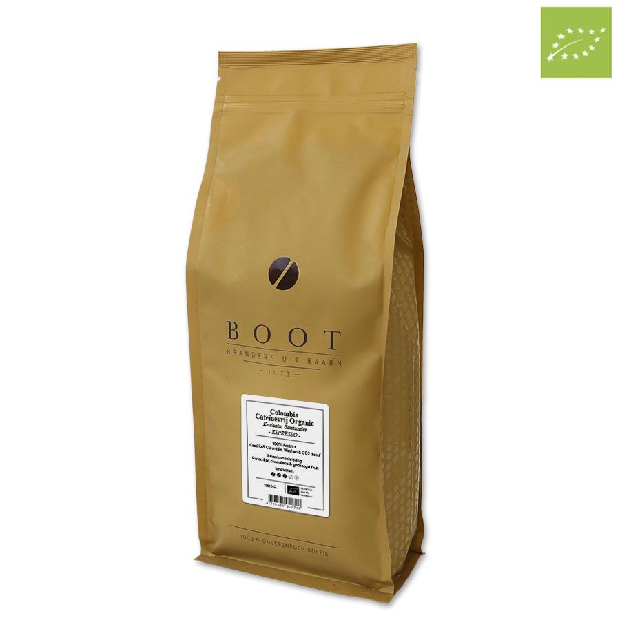 Boot Colombia Cafeïnevrij Organic Espresso 1000 gr.